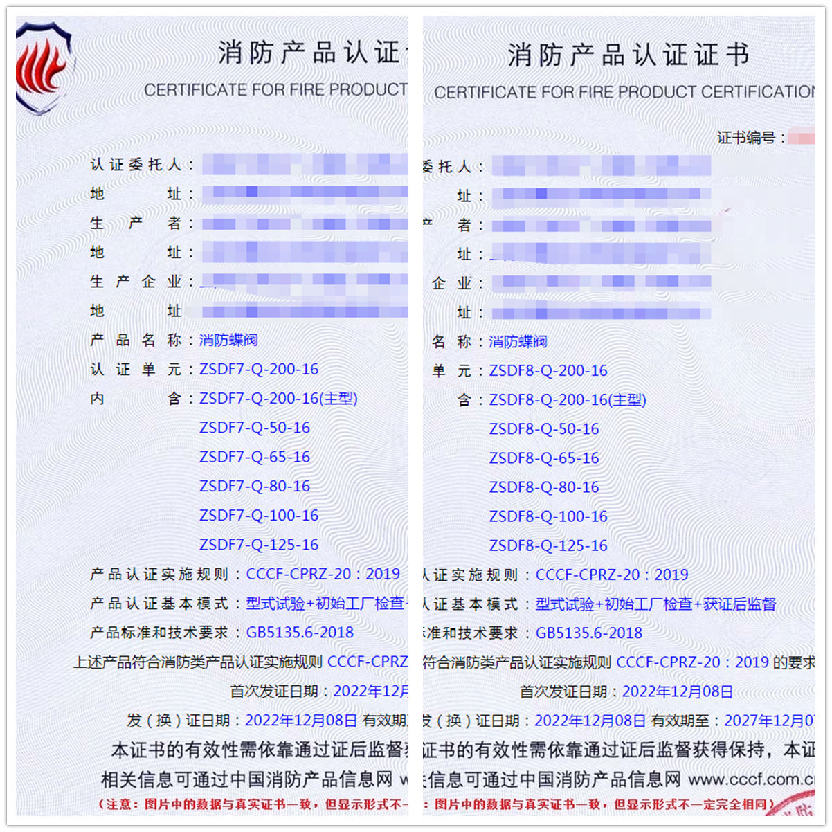 上海消防蝶閥消防認證代理案例